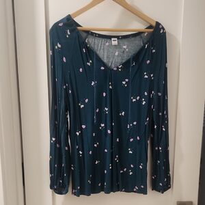 Old Navy Teal Floral Blouse